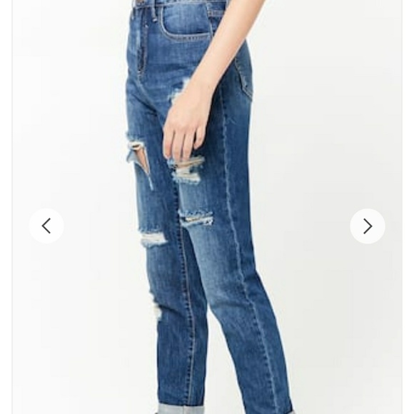 Distressed Denim Boyfriend Jeans - Picture 2 of 3